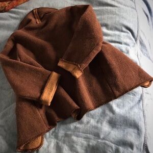 Marsh Landing Wool Jacket S-Petites Brown Tan Boiled Wool Toggles Whipstitch